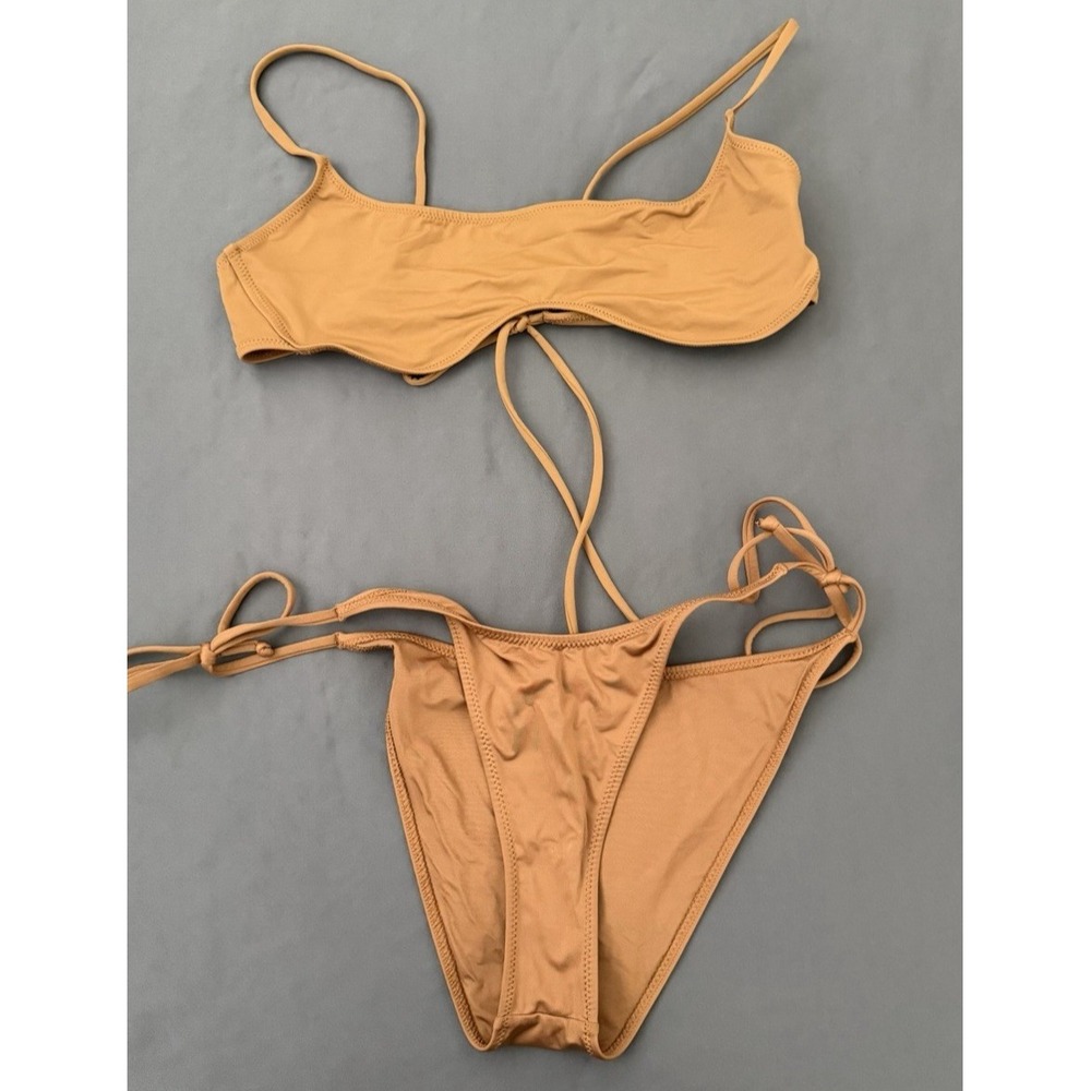 Skim Bikini Set Womens Top 2X Bottoms Large Brown Adjustable Straps